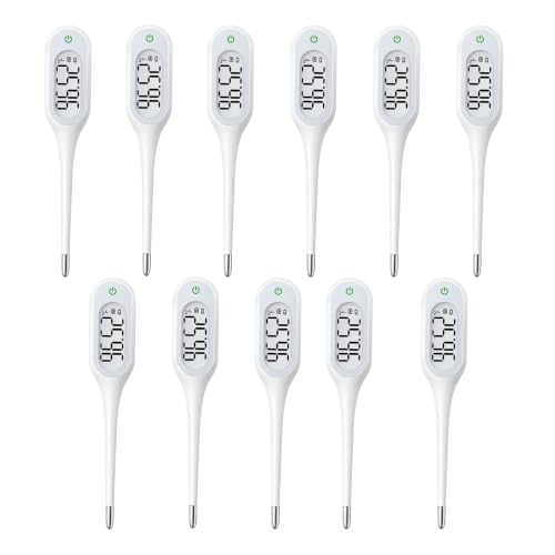 8 Seconds Basal Thermometer for Adult & Kids, Accurate & Safe Thermometer (11 Pack) | Fever Alarm and Memory Recall, Oral, Ovulation or Underarm Use - size: 11 Pack