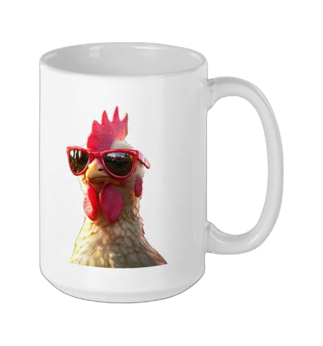 Chicken Hen Female Chick Farm Cluck Farmer Cute Chickens Ceramic Mug, White, 15oz - color: White, size: 15 Ounces