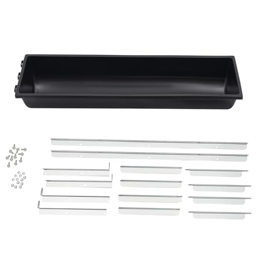 Livestock Feed Trough with Metal Stand 39" Long Large Capacity Livestock Feeder for Lambs Foals Calves Sheep Horses Alpacas and Goats in Farm (Silver+Black) - color: Silver+Black