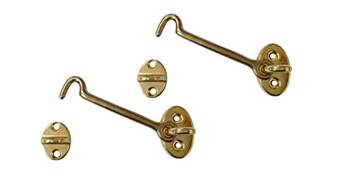 Heavier Duty Brass Door Hook Latch & Eye, 6", Vibrated Brass, 2 Pack, Made in Taiwan - color: Vibrated Brass, size: 2 Pack (6")