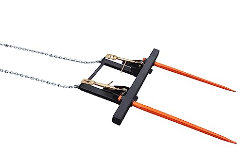 Bucket Hay Bale Spear Attachment w/ 2 x 43" Prongs. Rated 3000 Lb - Sr.2 - size: 2 x 43"