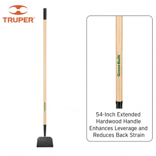 Truper TruTough 7" Sidewalk and Ice Scraper Shovel (Model 30022 / ATJ-R) | Welded, 54-Inch Premium Wood Long Handle, Heavy-Duty Steel Scraping Tool for Chopping Ice, Packed Snow, and Floor Debris - size: 7-Inch X 4-1/2-Inch, style: Welded Sidewalk