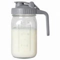 32 oz Breast Milk Pitcher, Glass Mason Jar Pitcher with Lid | Airtight, Leak Proof, Wide Mouth, Pour Spout Lid, Thick Glass, Fridge Safe, Ergonomic Handle, Easy to Clean - color: Gray, size: 32 Ounces
