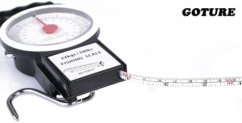 Goture Fishing Hanging Scale Mechanical Kitchen and Fish Fishing Scale Multi-Purpose Portable Hand Held Dial Weight Scale with Tape Measure (50 Lbs / 22Kg) - color: Fishing Hanging Scale