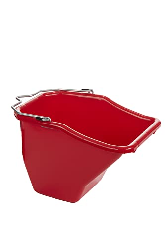 Little Giant® Plastic Better Bucket | Horse Feed Pail | Ergonomically Designed | Flat Back Bucket | Made in USA | 10 Quarts | Red - color: Red, size: 10 Quarts
