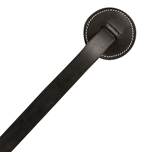 Exion Leather Soft Padded White Halter and Leather Lead with Chain Combo | Adjustable Padded Leather Halter with Snap | Padded Crownpiece | Black/Havana Brown Leather | Horse/Cob/Warmblood/Pony - color: Black, size: Pony (Small Size)-Vegetable Tanned Leat