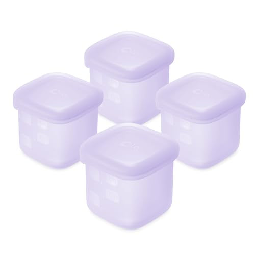 Olababy Silicone Baby Food Storage Containers 4pk, 4oz | For Baby Food, Snacks, Formula, Puree & Sauce. BPA & Micro Plastic-Free. Daycare Essentials for Toddlers. - color: Lilac, size: 4 oz