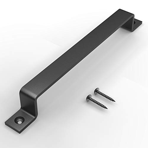 12 Inch Straight Bar Barn Door Handle - Black Cast Iron Pull for Sliding Doors, Gates, Sheds, Fences, Closets - Indoor Outdoor Farmhouse Hardware - size: 12 Inch, style: Straight Bar