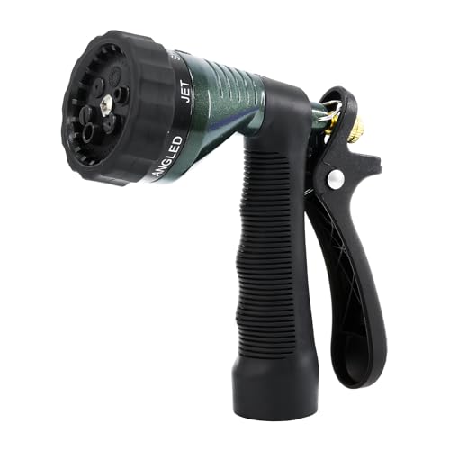 RESTMO Garden Hose Nozzle Heavy Duty, Hose Spray Nozzle for Garden Hose | Zinc Alloy, 6 Adjustable Watering Patterns, Leakproof, Anti-slip, ldeal for Watering Plants, Washing Cars & Pets, Green - color: Green