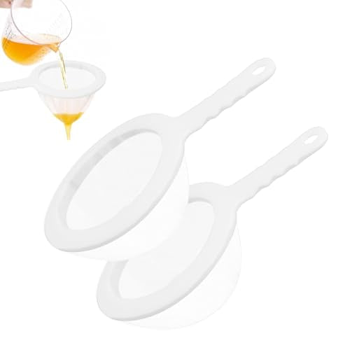 2 Pack Ultra-Fine Nylon Mesh Strainer, 120/200 Mesh Kitchen Colander with Plastic Non-Slip Handle for Filtering Juice, Milk, Soy, Coffee, Honey, Wine, Yogurt - size: 120&200 Mesh-2pcs