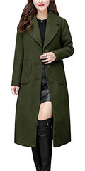 chouyatou Women's Big Notch Lapel Single Breasted Mid-Long Wool Blend Coat - color: Army Green, size: XX-Large