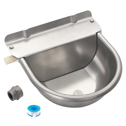Automatic Horse Waterer Large Livestock Water Bowl 1.35Gal Stainless Steel Trough for Cattle Cow Pig Sheep Pet Dog