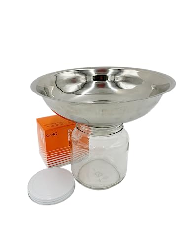 SS Strainers (Medium Strainer with Glass Jar Combo, Half Gallon Jar Combo) - color: Half Gallon Jar Combo, size: Medium