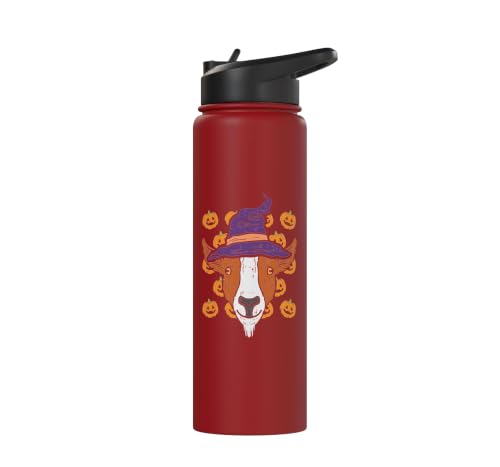 Halloween Goat Pumpkin Farm Animal Costume Men Women Kids Stainless Steel Insulated Water Bottle - color: Red