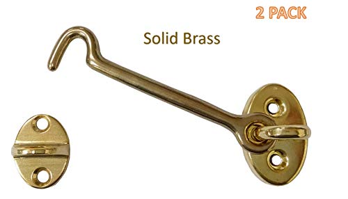 Heavier Duty Brass Door Hook Latch & Eye, 4", Vibrated Brass, 2 Pack - color: Vibrated Brass, size: 2 Pack (4")