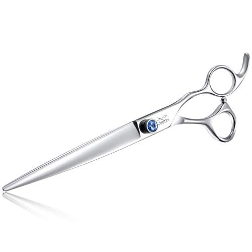 JASON Dog Grooming Scissors Shears - 8" Straight Long Pets Trimming Kit | Premium Cats Shear with Offset Handle and a Jewelled Screw, Sharp Comfortable, Gift - size: 8.0", style: Straight