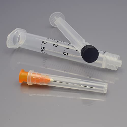 Gesanghua 100 Pack 2.5ml with 25 Gauge 1 Inch Luer Lock syring | Individually Wrapped - style: 2.5ML