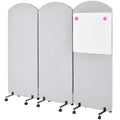 3-Panel Office wall Divider W/Wheels, 72 x 66 in Portable Partition wall | Office Dividers for Sound Proofing & Reducing, Freestandings Privacy Cubicle Temporary Wall with Whiteboards, pen, thumbtacks - color: Light Gray