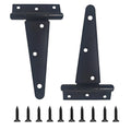 2PCS 6" Heavy Duty T-Strap Hinges, Black Rustic Iron Hinge, Rustproof Gate Tee Hinges for Outdoor Sheds, Barn Doors & Wood Fences-Thickness 2.2mm - size: 6 Inch