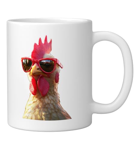 Chicken Hen Female Chick Farm Cluck Farmer Cute Chickens Ceramic Mug, White, 11oz - color: White, size: 11 Ounces