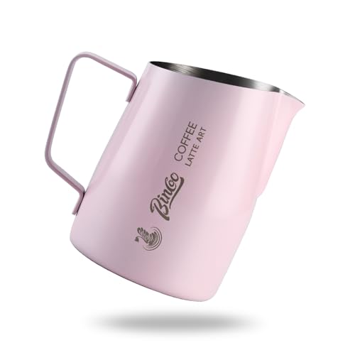 Milk Frothing Pitcher with Sharp Spout & Angled Rim – Precision latte art pitcher for Fine Lines & Intricate Patterns – 18/8 Stainless Steel Milk Steamer Cup for Cappucci