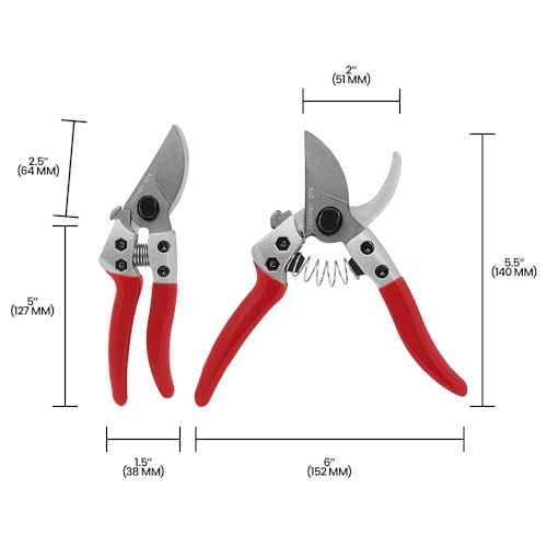 Zenport QV6 Premium Pruning Shear, 6-Inch, Red
