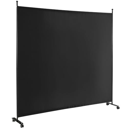 Giantex 73" x 73" Single Panel Room Divider with Wheels, Black | Mobile Privacy Screen with Lockable Casters, Rolling Fabric Partition Wall for Home, Office, Studio - color: Black, size: 73''W x 73''H (1 Panel)