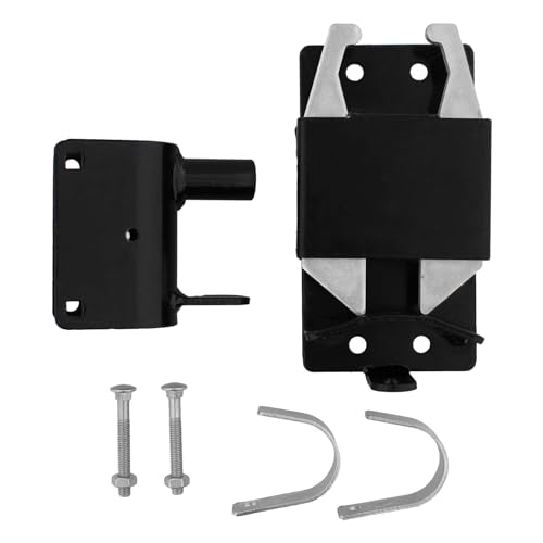 2-Way Lockable Gate Latch, Heavy Duty Automatic Slam Latch for 1.62" to 2" Round Tube Metal Gates, Double Direction Fence Gate Hardware for Livestock Cattle Pasture, Black