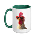 Chicken Hen Female Chick Farm Cluck Farmer Cute Chickens Ceramic Mug, Dark Green/White, 15oz - color: Dark Green/White, size: 15 Ounces