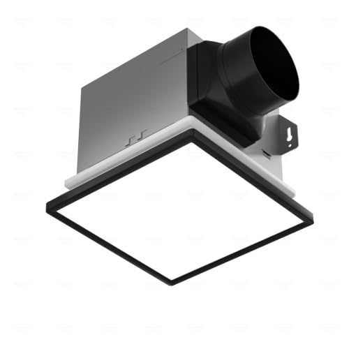 Tech Drive Bathroom Fan with Light And Night Light,80 CFM,4 Inch Duct | 1000lm Dimmable 5CCT LED Light, HVI and Energy Star Certified, Decorative Black Trim, Easy to Install - size: 80CFM with 3CCT Light (Black)
