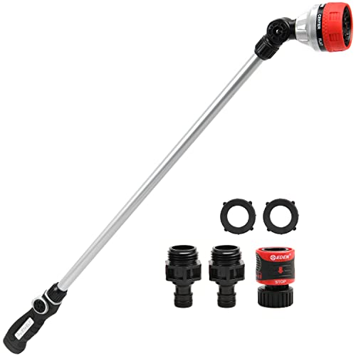 Eden 96618 Metal Thumb-Control 7-Pattern 33 in. Watering Wand | Heavy-Duty Water Sprayer for Hanging Plants, Gardens & Lawn Care, Quick Connect Set Bundle - style: Upgraded Version