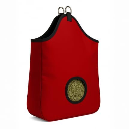 Hay Bag, 600D PVC Nylon, 2-Flake, 7 in Opening Red - color: Red