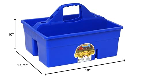 Little Giant® Plastic DuraTote | Horse Grooming DuraTote | Durable Tote Box Organizer with Easy Grip Handle | Extra Thick Sidewalls | Blue - color: Blue