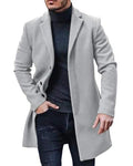 PASLTER Mens Trench Coat Slim Fit Mid Length Pea Coat Winter Overcoat | Notched Collar,Single Breasted,Warm Peacoat Jacket,Soft Mens Dress Coat,Fall Winter Mens Trench Coat Long - color: Grey, size: XX-Large