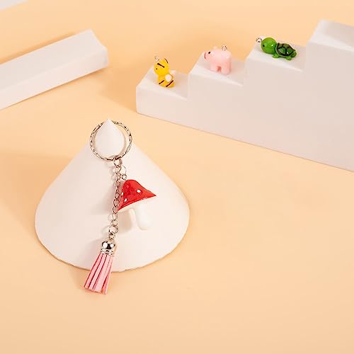Beadthoven 48pcs 12 style Animals Resin Charm Pendants 3D Mini Mushroom Pig Bee Turtle Cow Sheep Chicken Goose Dog Rabbit Farm Dangle Charm Beads for DIY Earring Necklace Keychain Jewelry Making - color: 0Mixed-12 Shape
