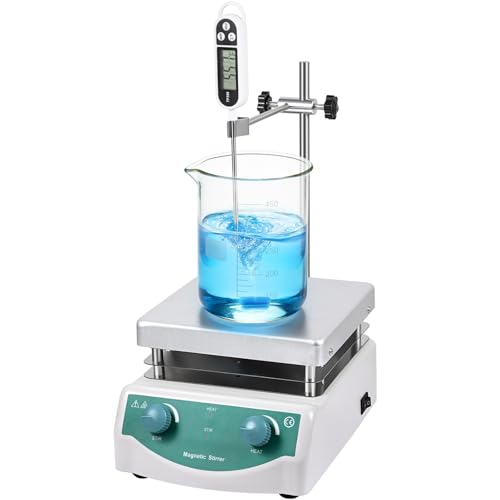 Magnetic Stirrer Hot Plate, Mixer with 5L Stirring Capacity, Up to 520°F, 0-2000 RPM Adjustable Speed, 6.7 x 6.7 inch Hot Plate, Includes Magnetic Stir Bar & Support Stand