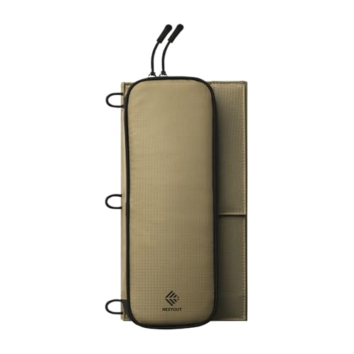 NESTOUT Portable Solar Panel, USB-C and USB-A Ports, 14W Solar Charger for Camping, Water Repellent Ripstop Nylon, Foldable Compact Design, Digital Ammeter, Adjustable Stand, Beige (2 Panel) - color: Beige 2-Panel (Upgraded)