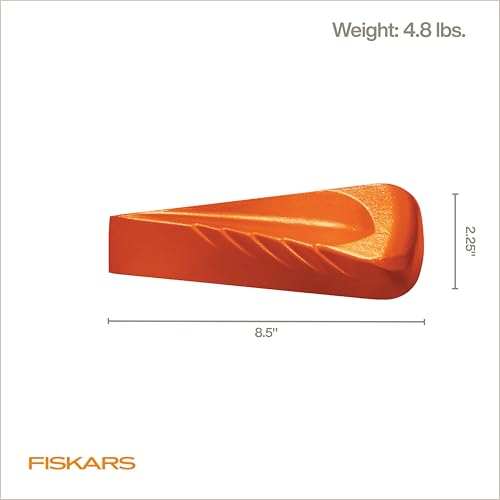 Fiskars 8.5" Helix Splitting Wedge for Large Logs, 4.8 lbs | Heavy Duty Forged Steel Wood Splitting Wedge with Helicoidal Profile