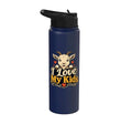 Goat Lover Farm Kids Animal Heart Cute Stainless Steel Insulated Water Bottle - color: Navy Blue