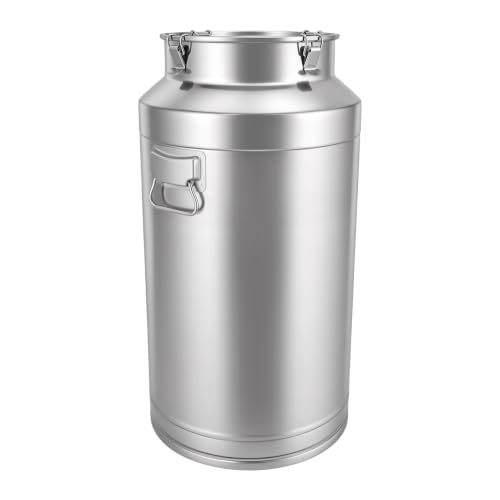 DYNAMI 23.3Gal 304 Stainless Steel Liquid Storage Bucket w/Airtight Lid | Thickened Metal Milk Can with Handle and Locking Clamp,Large Capacity Bucket Storage Container for Milk, Wine, Oil, Honey - size: 88L/23.3Gal