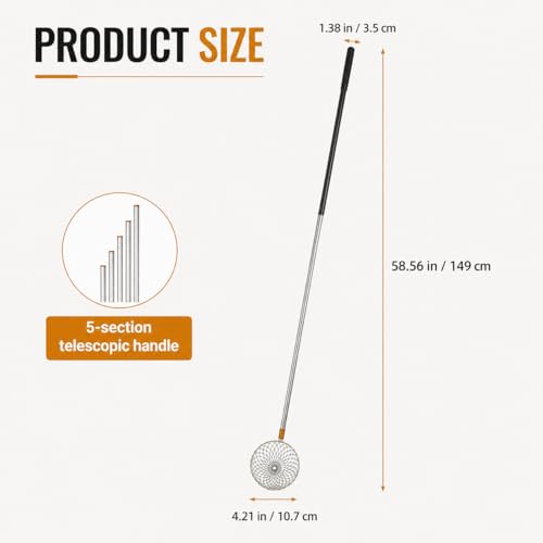 Egg Picker Tool with 15-58.5" Retractable Pole and Metal Wire Mesh Basket | Telescopic Retriever Grabber for Backyard Chicken Keeping, Nesting Box and Farm Use