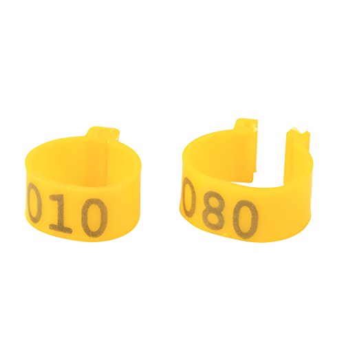 Maxmartt 100Pcs Chicken Leg Bands Numbered 1-100 Chicken Identification Band 16mm Poultry Goose Ducks Leg Bands Plastic Chicken Bands Tags Poultry Rings (Yellow)