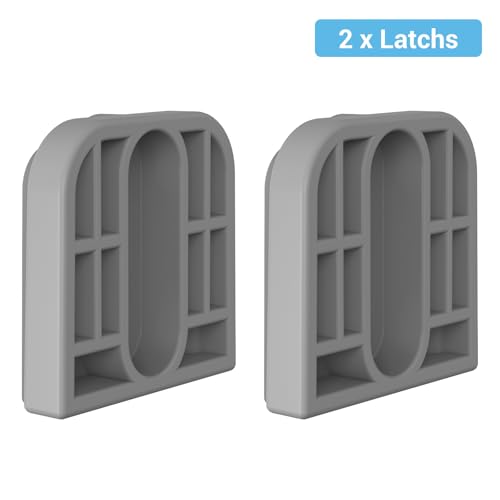 HAMOPY Auto-Lock Retractable Baby Gate Replacement Parts, Original Hardware Set (Including 2 x Latches + 2 x Brackets + 1 x Floor Hook + 1 Set of Screws) Only Fit 55“&71” Auto-Lock Baby Gate(Grey) - color: Gy-pf