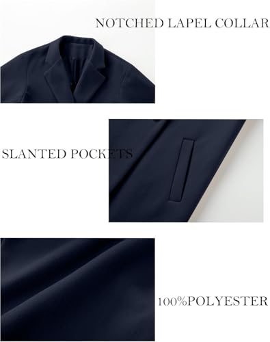 Women's Winter Wool Coat Notch Lapel Single Breasted Casual Mid Long Pea Trench Coat - color: Navy, size: Small