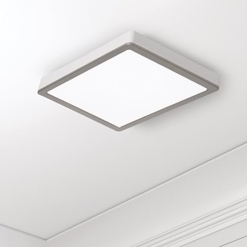 Homewerks 100 CFM Bathroom Exhaust Fan with LED, Matte Black Trim | 2.0 Sones, for Rooms Up to 100 sq ft, Magnetic Trim, Galvanized Steel Housing, EasyAnchor Install, Bathroom Fan with Light - color: 100 CFM Brushed Matte Black Square