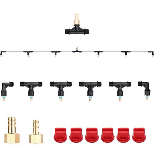 6-Nozzle Poly Boom Wand with 3/8" 1/2" Brass Fitting, 7.5 Ft. ATV sprayer Boom, Wide-Coverage Agricultural & Lawn Spray Attachment for Tractors/UTVs (Metal Wand) - color: Metal Wand