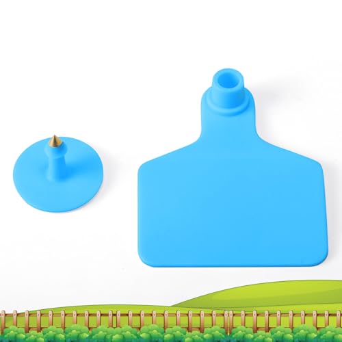 Lothee 100 Pcs Blank Cattle Ear Tags Large Plastic Precision Animal Identification Blank Livestock Ear Tags for Cattle Cow Horse Dog Pig Goat Sheep Farm Management (Blue) - color: Blue