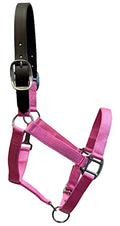 Break Away Adjustable Leather Pony Nylon Halter - color: Light Pink