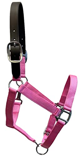 Break Away Adjustable Leather Pony Nylon Halter - color: Light Pink