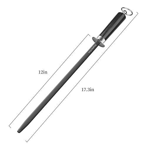 honing steel knife sharpener ，high carbon steel knife sharpener rod,12 Inch Knife Sharpening Steel Honing Rod（black） - color: blackwood